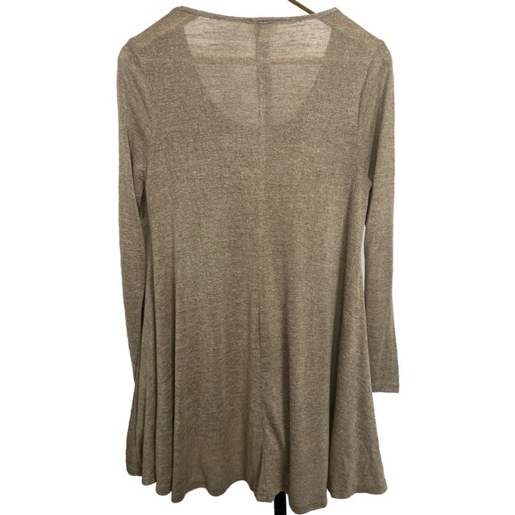 Umgee Top Tunic Long Sleeve Lace Hem Scoop Neck Stretch Brown Small Cottage Boho - Picture 3 of 6